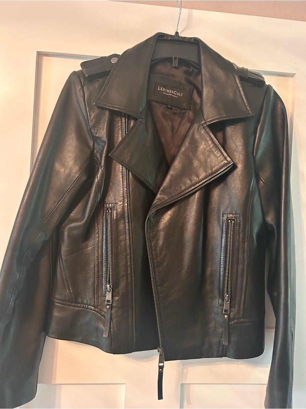 Women's Black Leather Moto Jacket